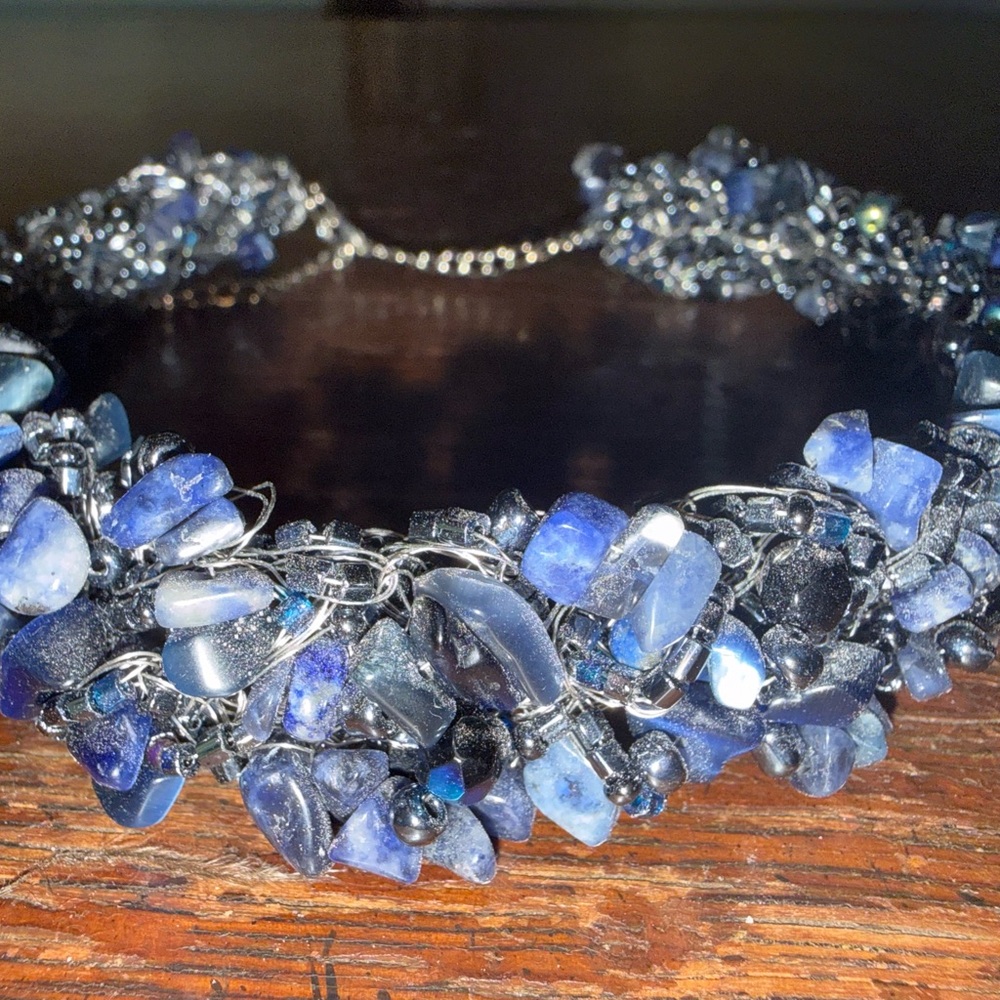 Elegant Blue Handmade Stone Necklace